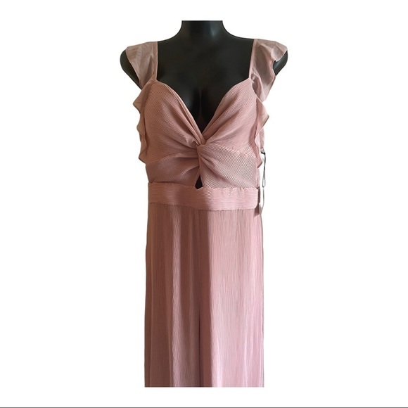 Floret studios womens plisse pleated wide leg jumpsuit medium dusty mauve - Picture 5 of 12